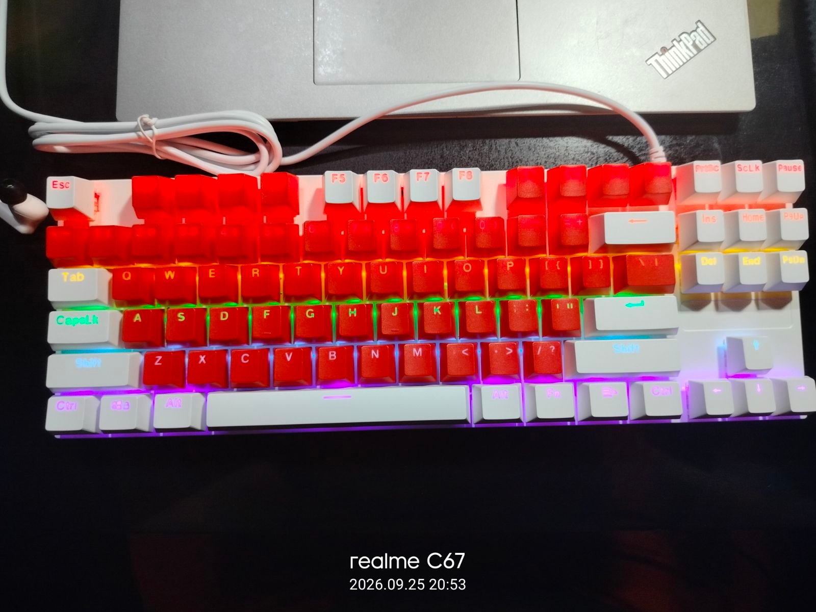 Red and White TKL detail photo