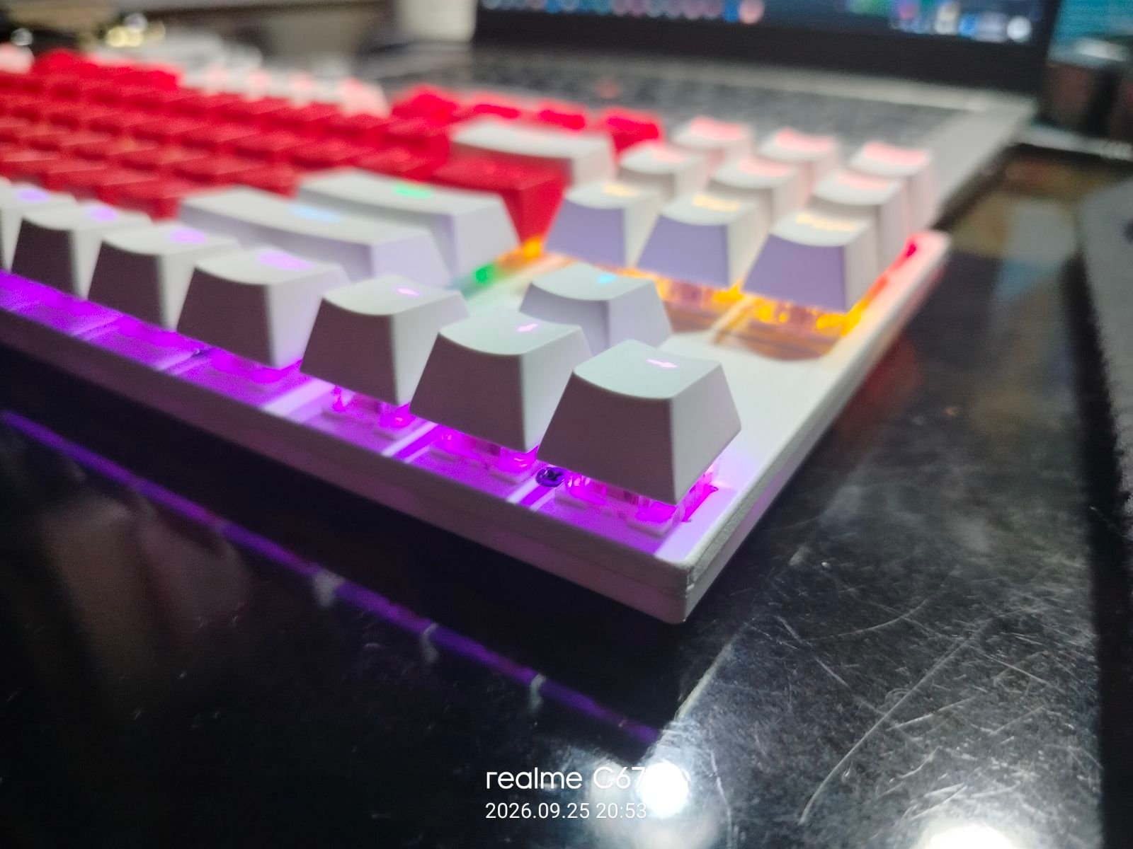 Red and White TKL detail photo